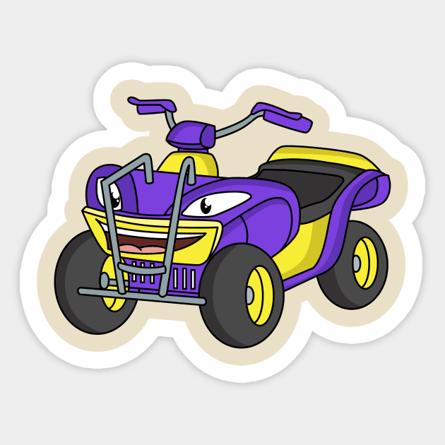 Purple Quad bike cartoon illustration Sticker by Cartoons of fun